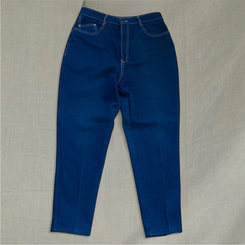 Vintage Super high-waisted straight-leg blue denim jeans 90s 70s French girl